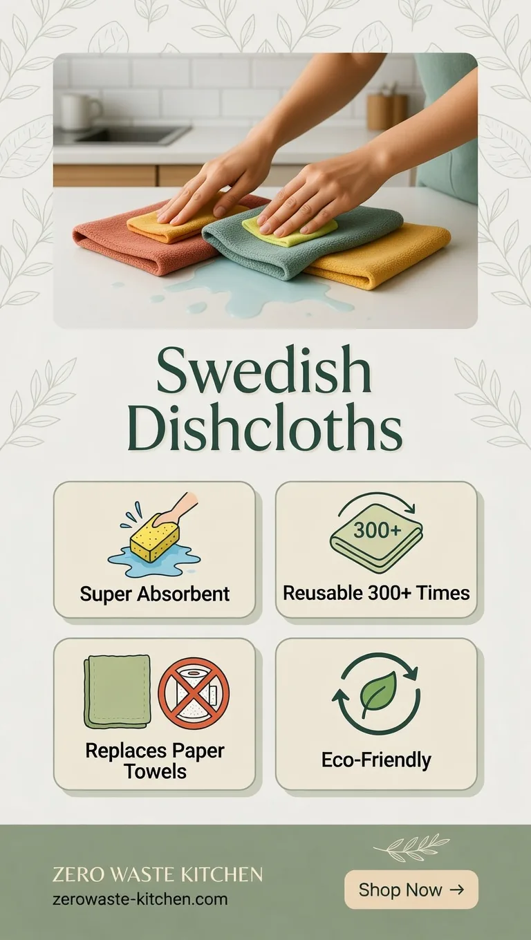 Swedish dishcloths benefit tile: Super Absorbent, Reusable 300+ Times, Replaces Paper Towels, Eco-Friendly — Zero Waste Kitchen
