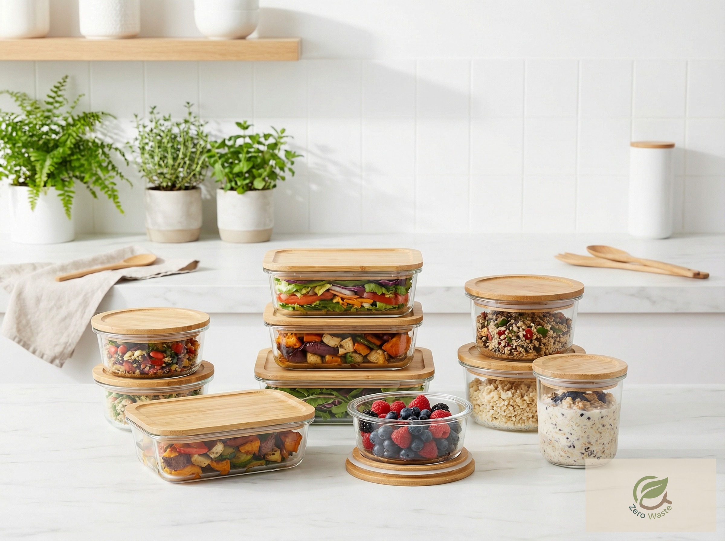Glass Food Storage Containers with Bamboo Lids