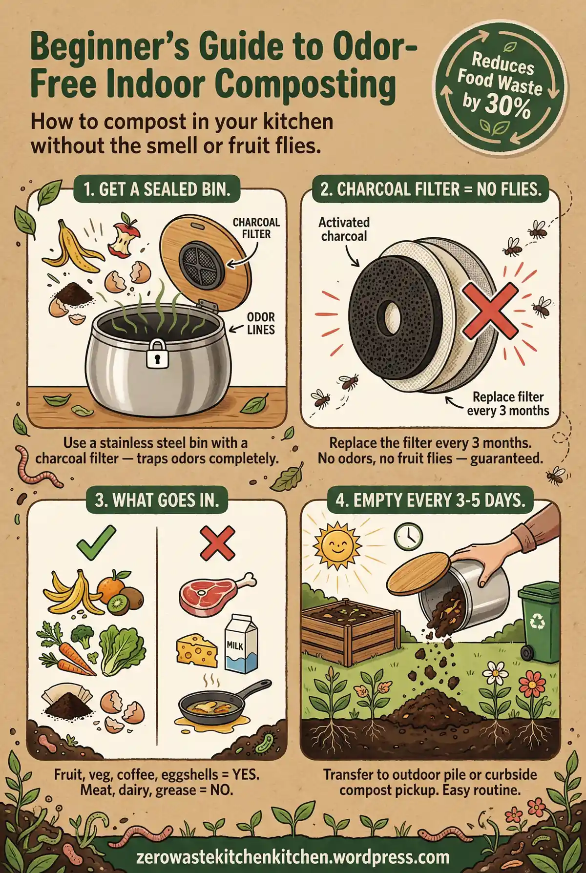 Stainless Steel Kitchen Compost Bin