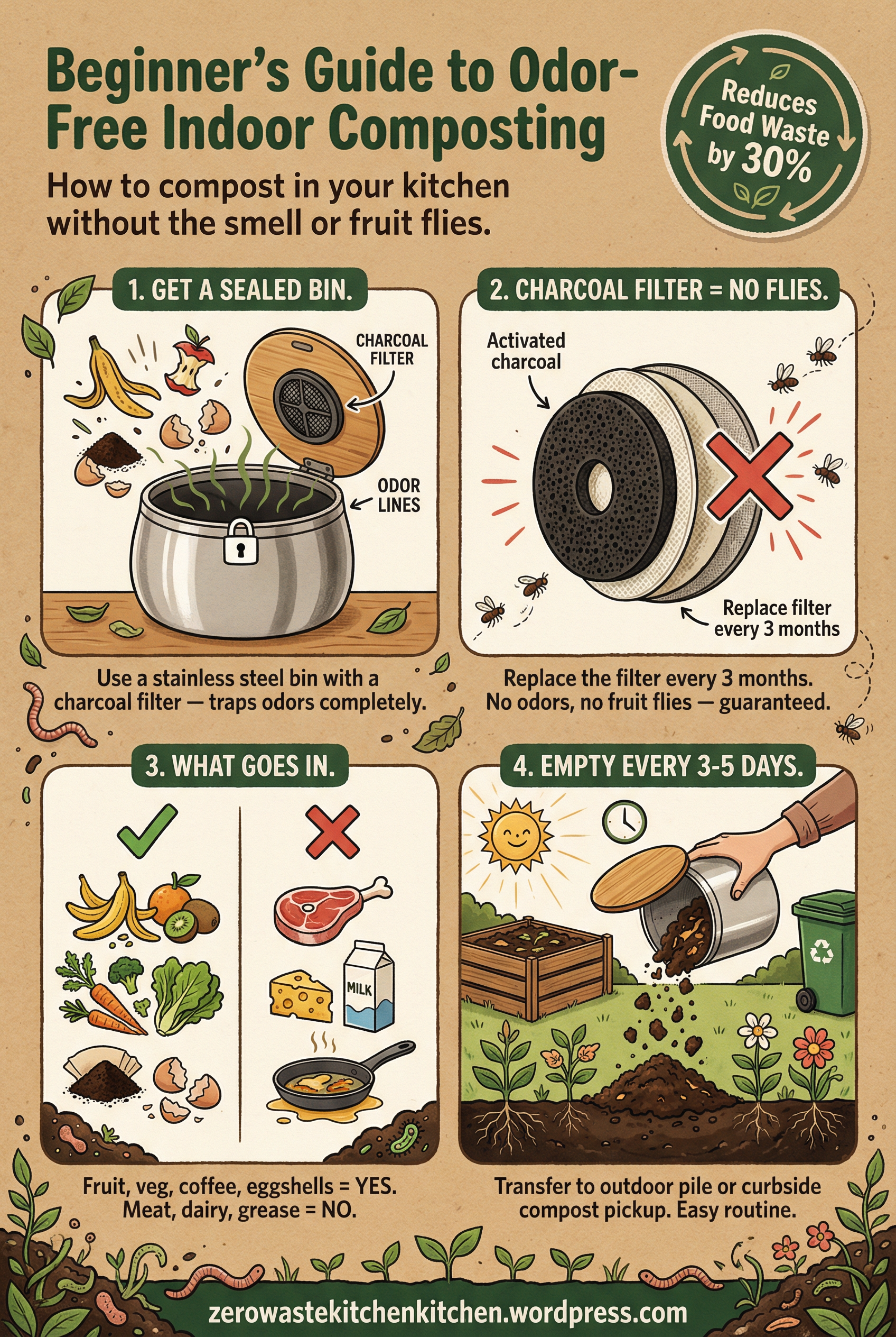 Stainless Steel Kitchen Compost Bin photo